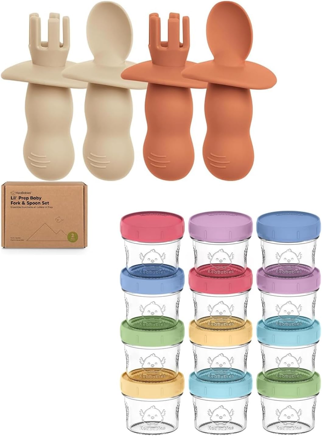 KeaBabies 4-Pack Silicone Baby Utensils 12-Pack Food Containers 1