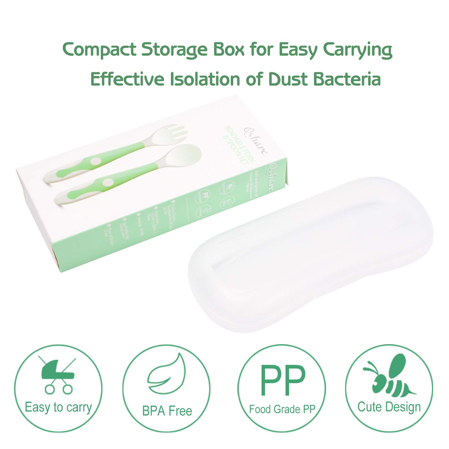 Linowos Baby Utensils Set with Travel Safe Case
