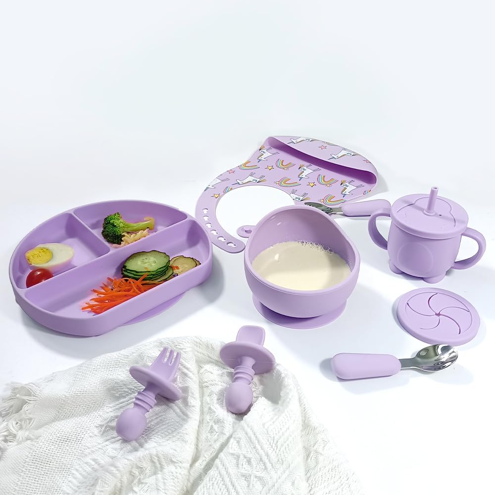 BY FOREV Silicone Baby Feeding Set with Sippy Cup and Bib