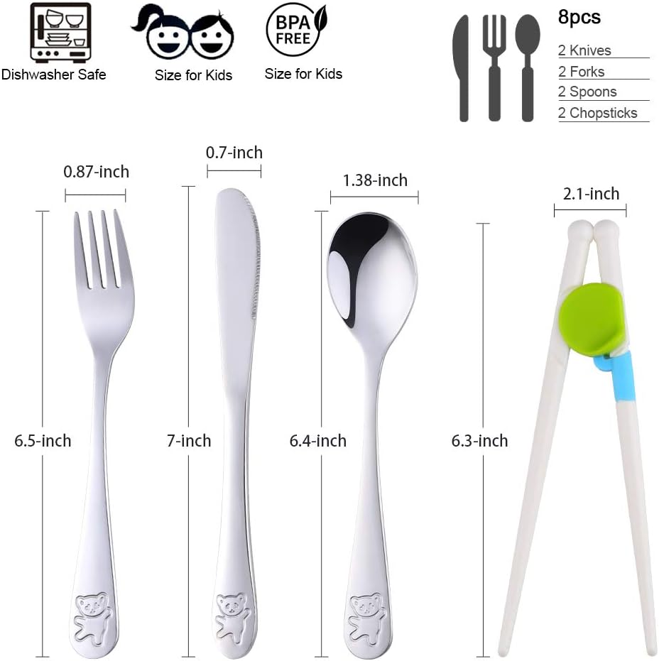 Poylim Kids Flatware Set of 2 Stainless Steel Cutlery for Toddlers