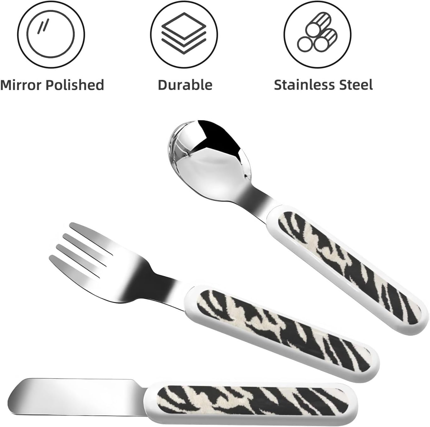 Zebra Animal Print Stainless Steel Utensils Set with Travel Case