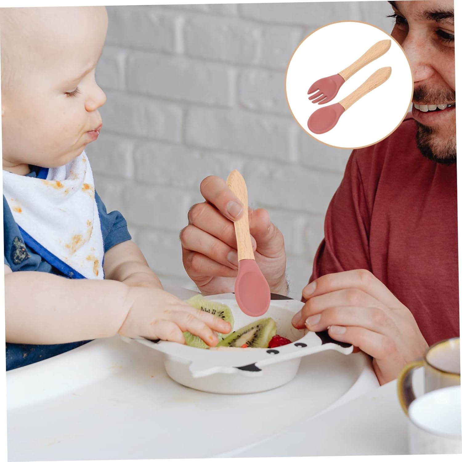 Hohopeti Baby Fork and Spoon Set with Handle
