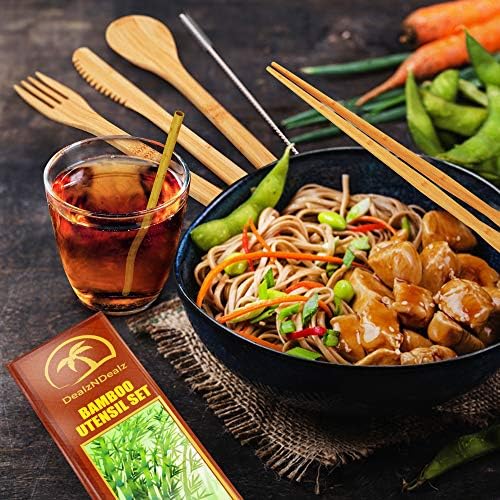 9-Piece Bamboo Utensil Set - Reusable Cutlery Travel Set