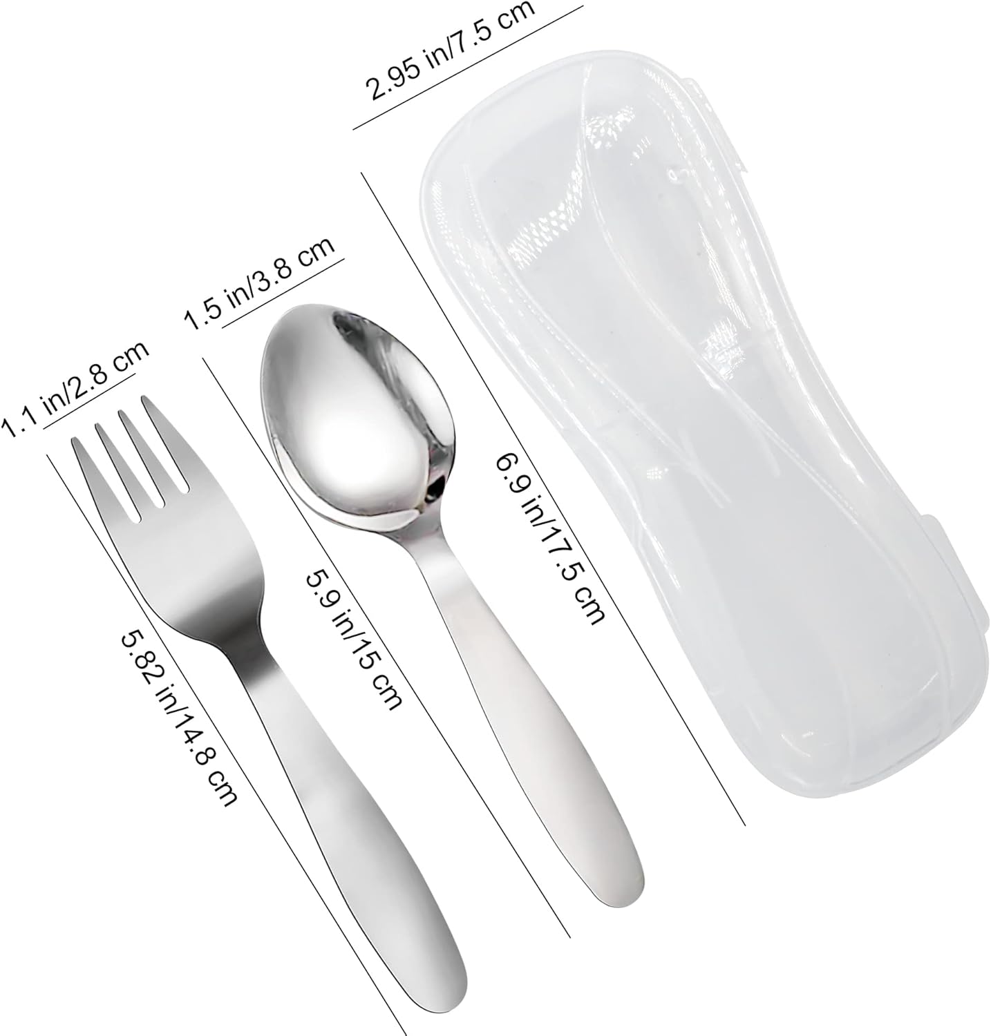 VANRA 2-Piece Kids Fork Spoon Set with Travel Case