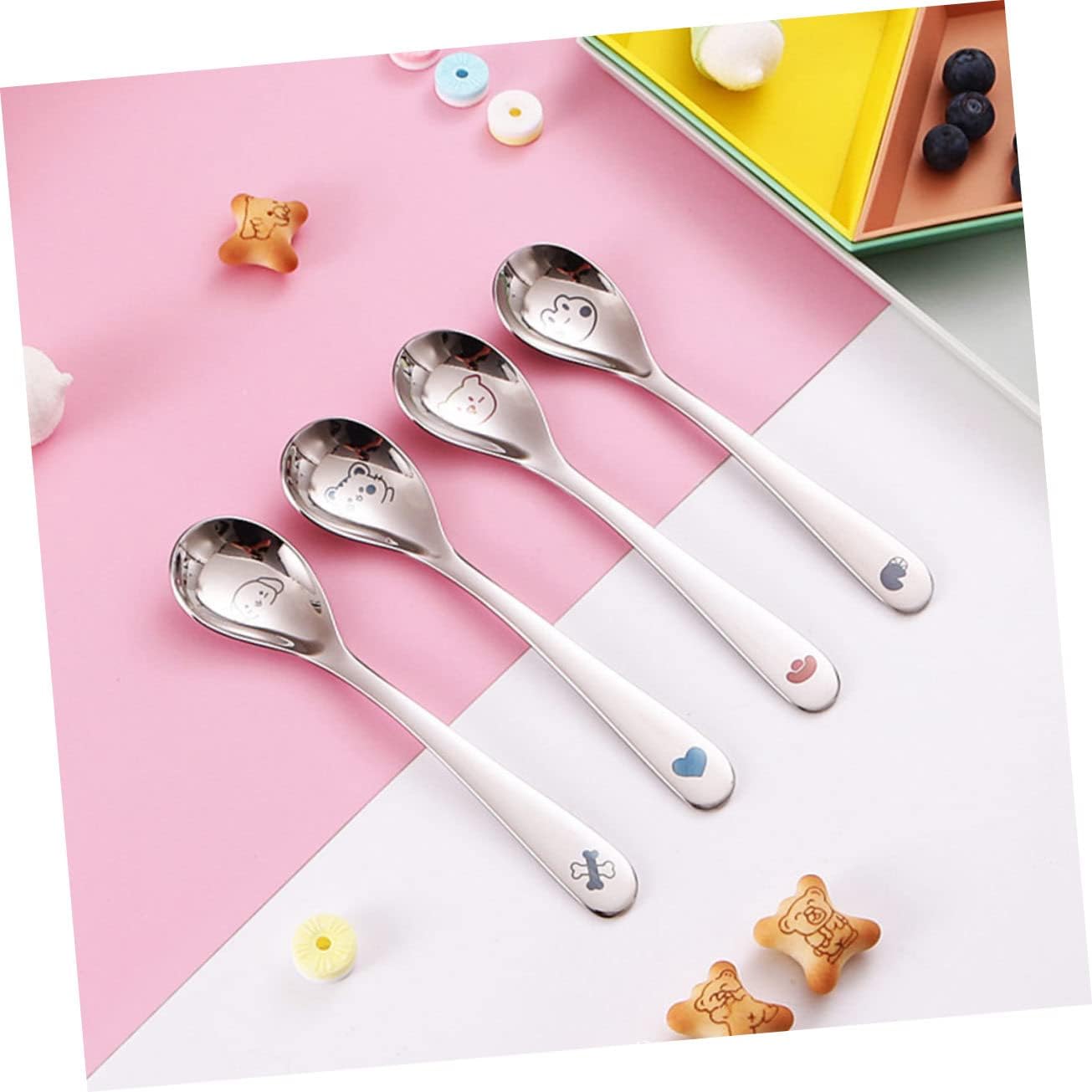 4pcs Stainless Steel Cartoon Spoons Set for Babies