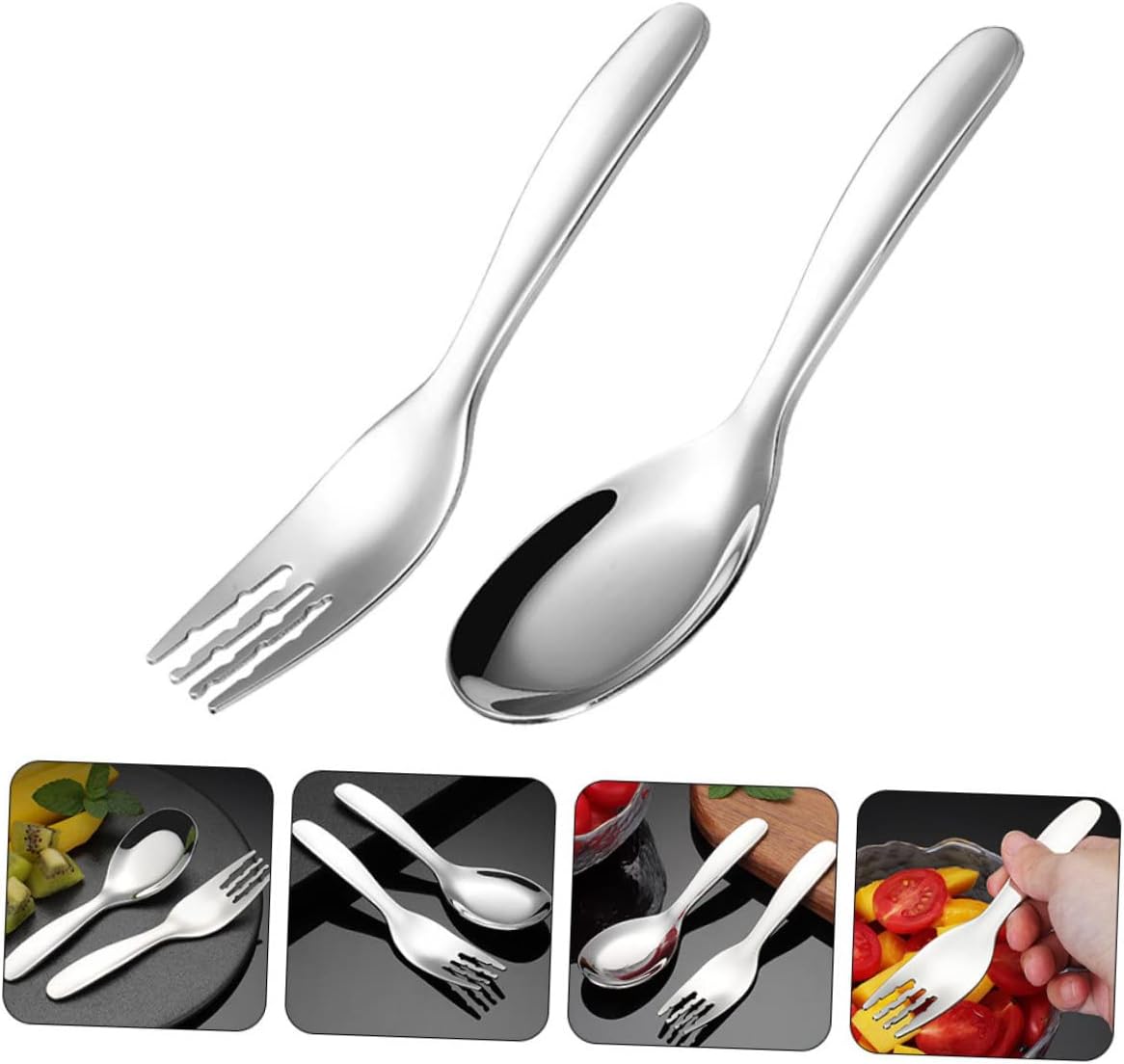 2PCS Stainless Steel Fork and Spoon Set for Easy Eating