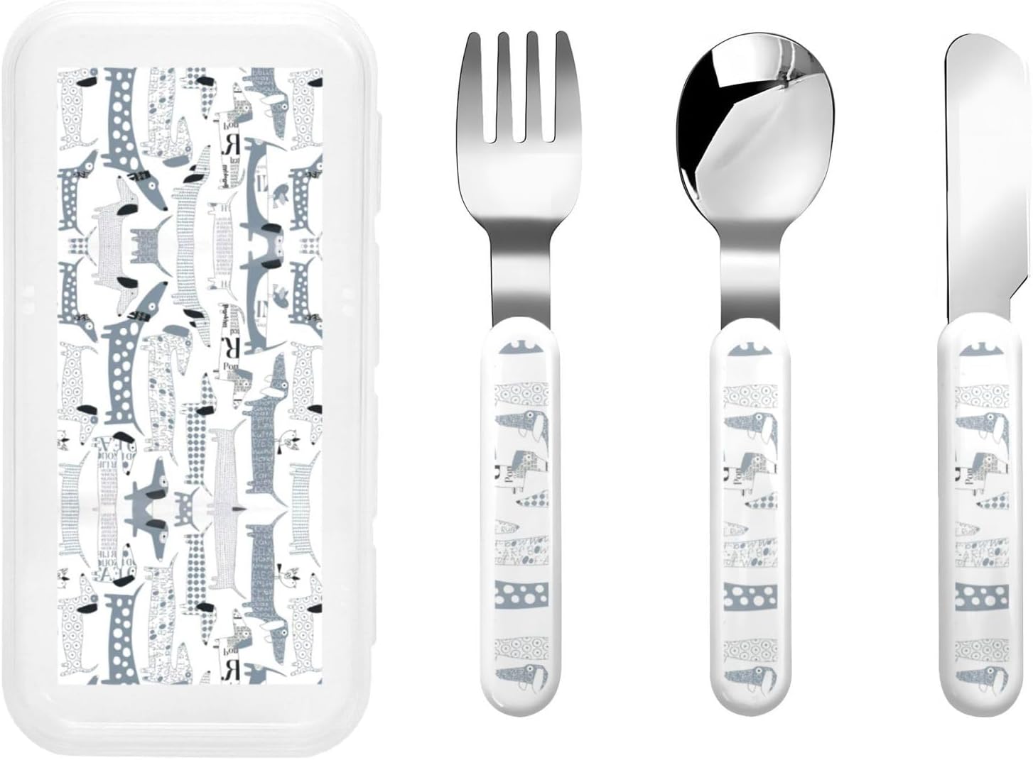 Cute Dachshund Dog Print Flatware Set with Travel Case 1