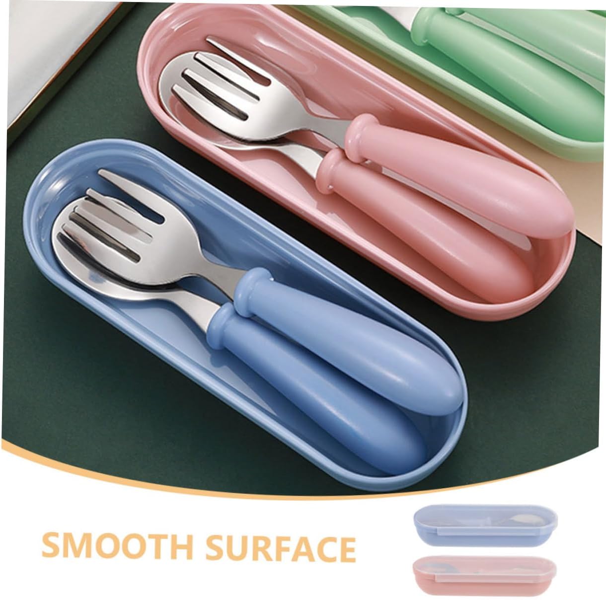 VICASKY 2 Sets Stainless Steel Fork Spoon for Kids 1