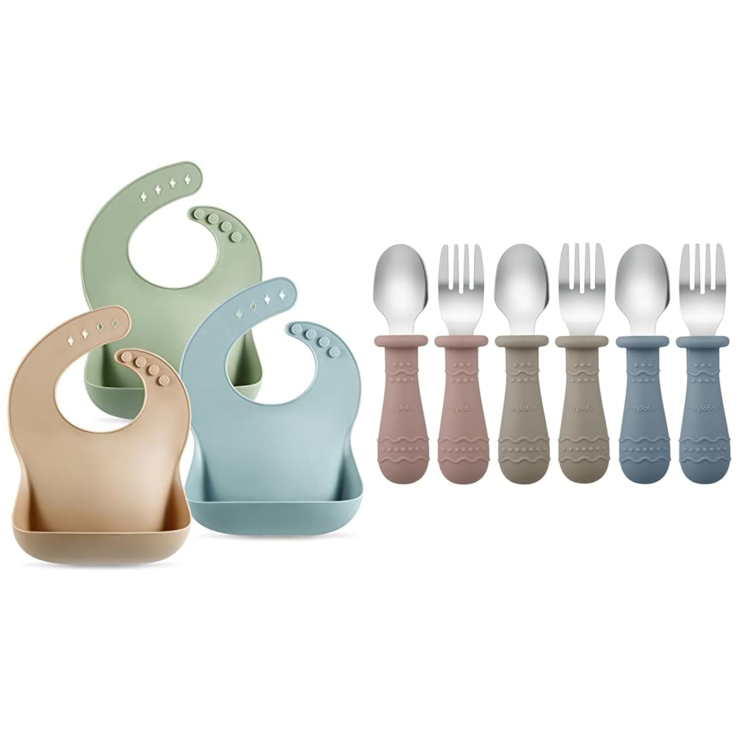 PandaEar Reusable Feeding Bibs Utensils Set 1