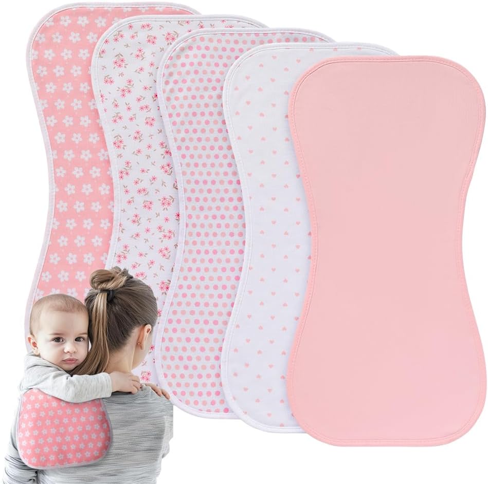 5 Pack Waterproof Baby Burp Cloths Extra Absorbent and Soft 1