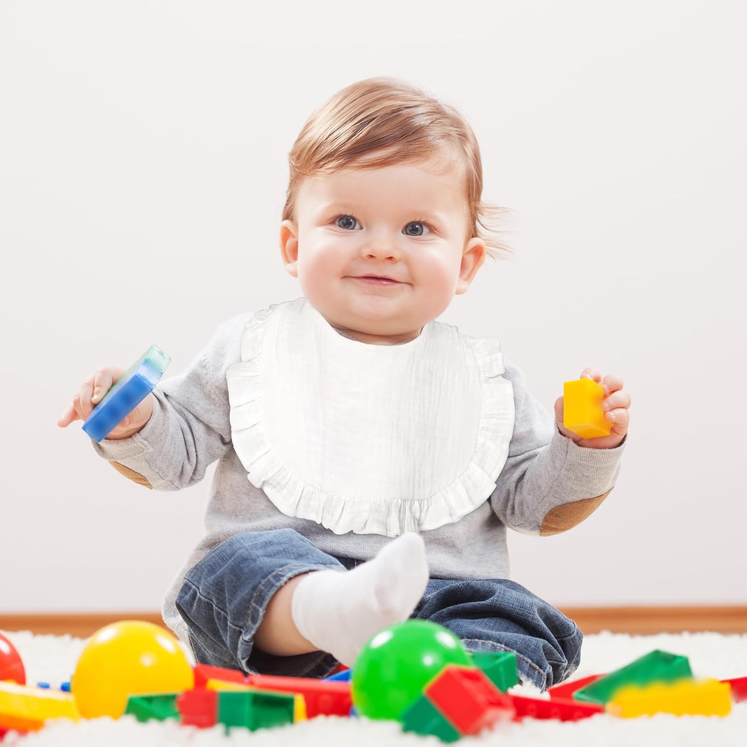 MUSBUY 12-Pack Muslin Baby Bibs for Teething and Drooling