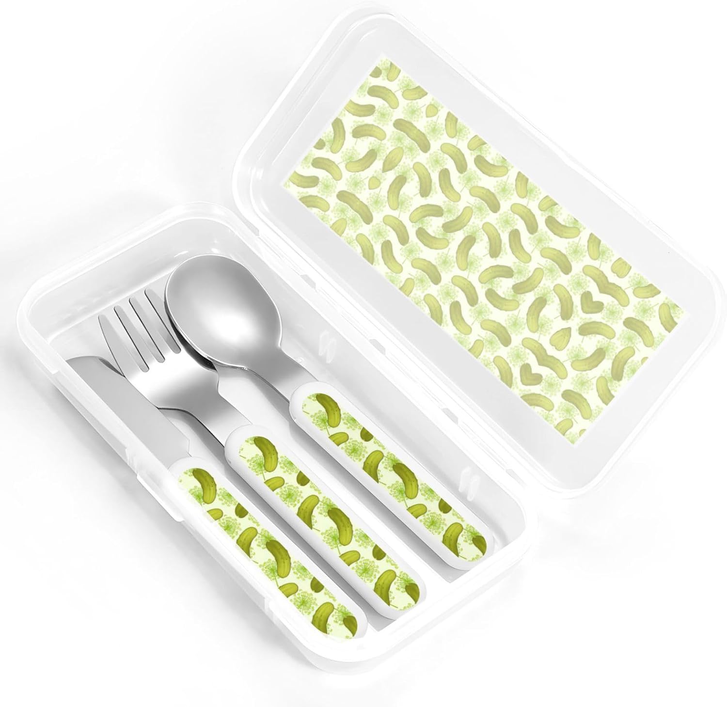 Sushi Dill Pickles Print Flatware Set with Travel Case