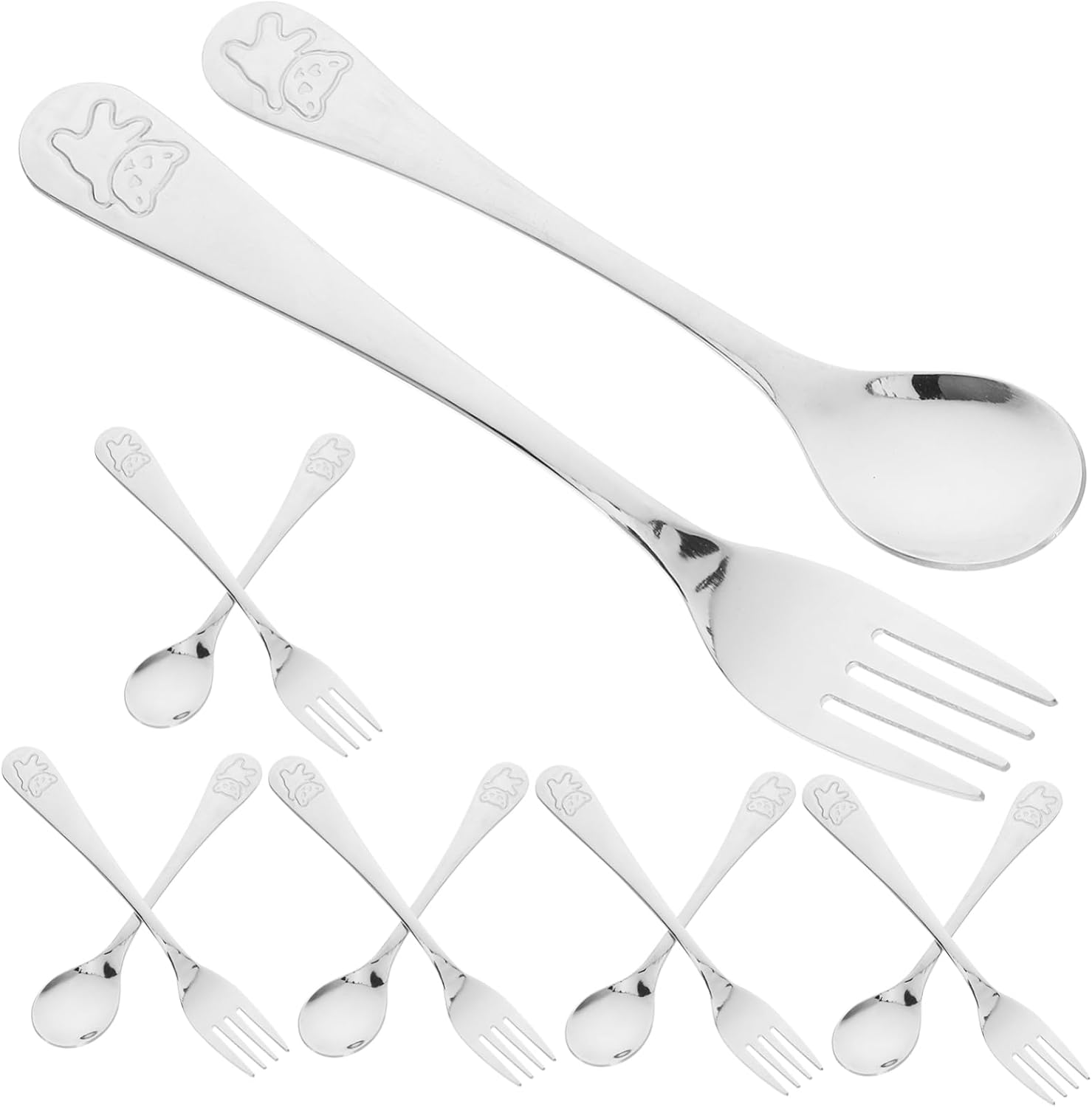 SKISUNO Cute Bear Handle Forks and Spoons Set