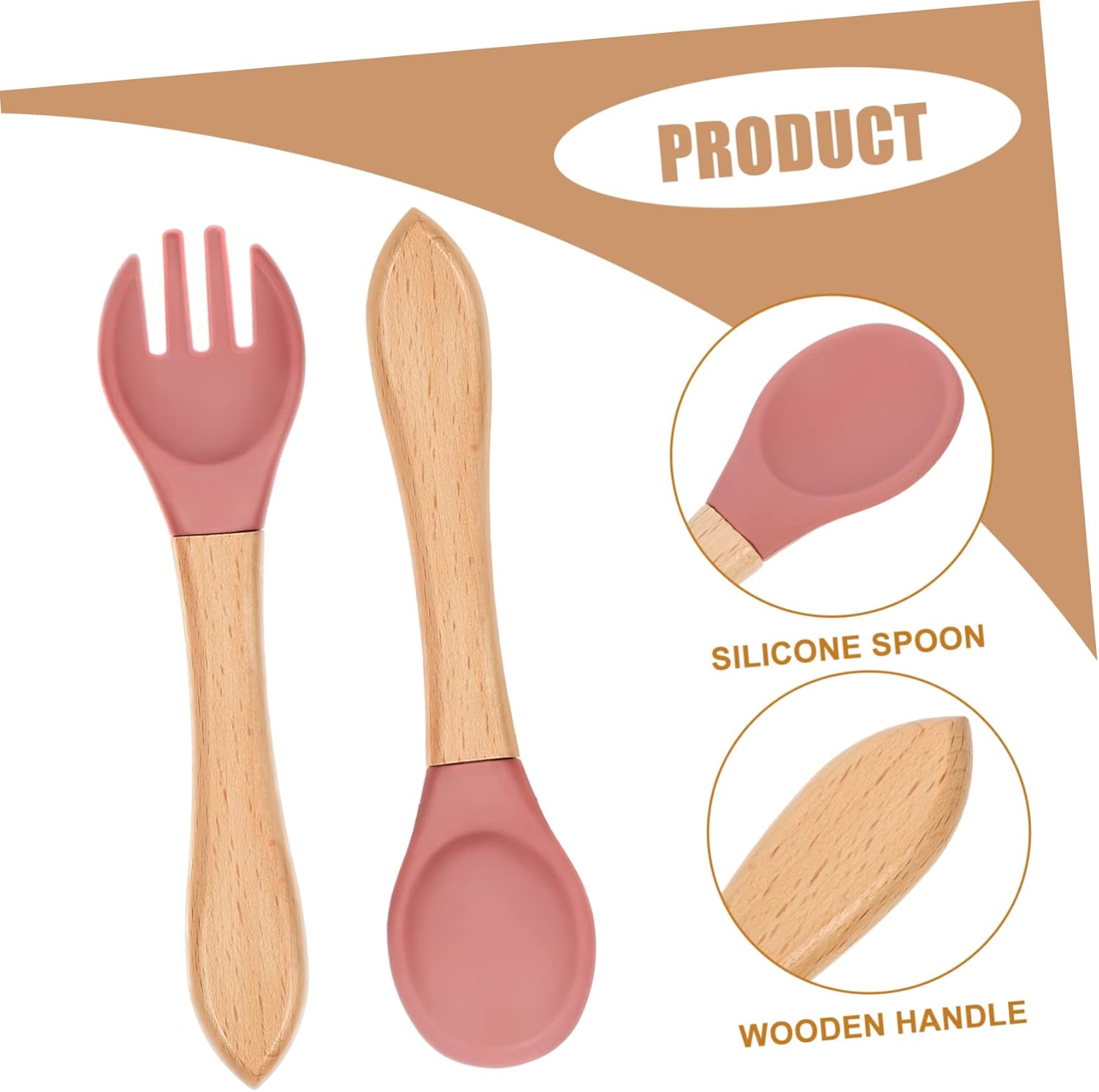 Hohopeti Baby Fork and Spoon Set with Handle