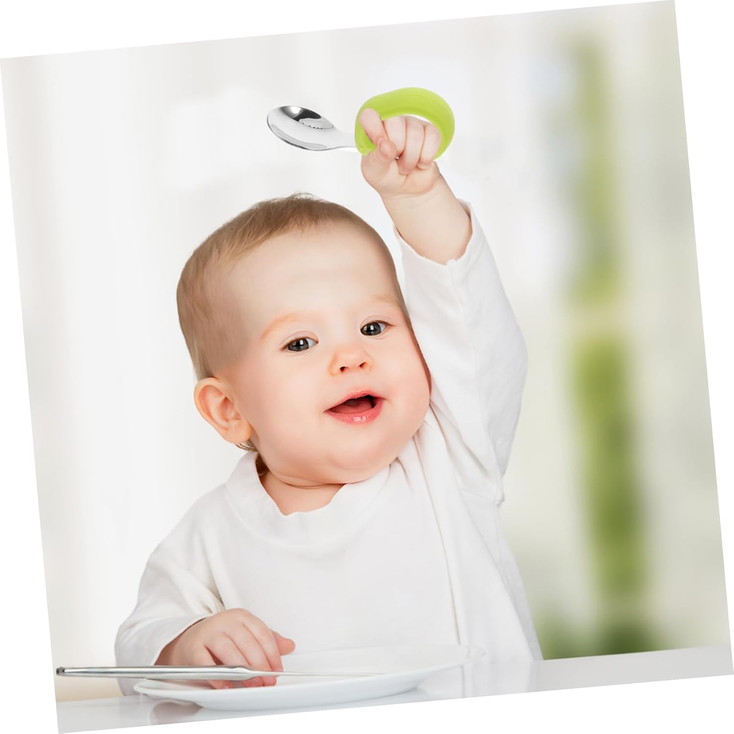 Anneome Stainless Steel Silicone Feeding Utensils Set