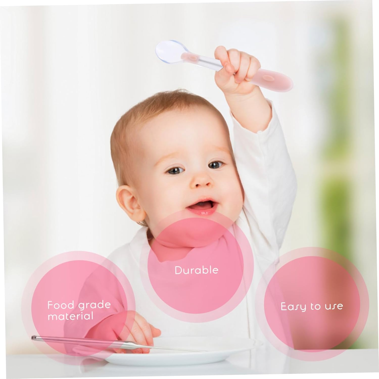 RORPOIR 2PCS Soft Spoons for Self Feeding and Durable Cutlery Set