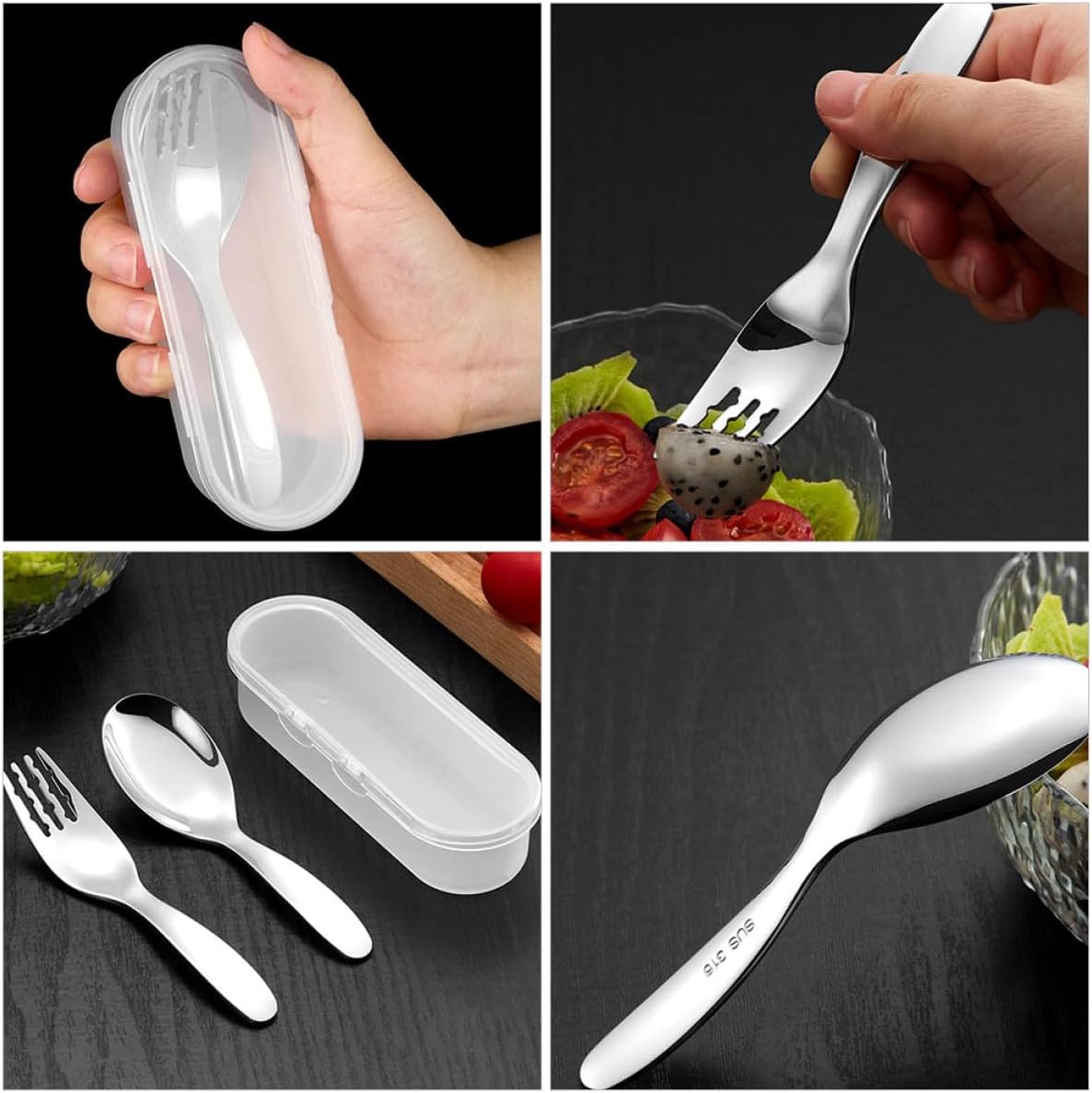 316 Stainless Steel Fork and Spoon Set for Learning to Eat