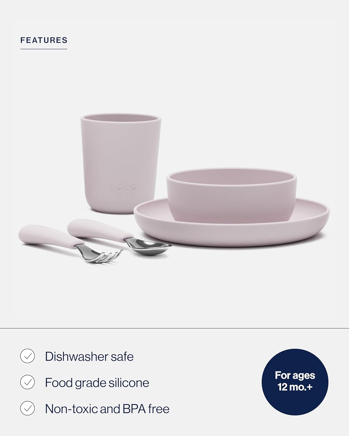 Lalo Big Bites Dinnerware Set - 5 Piece Lavender