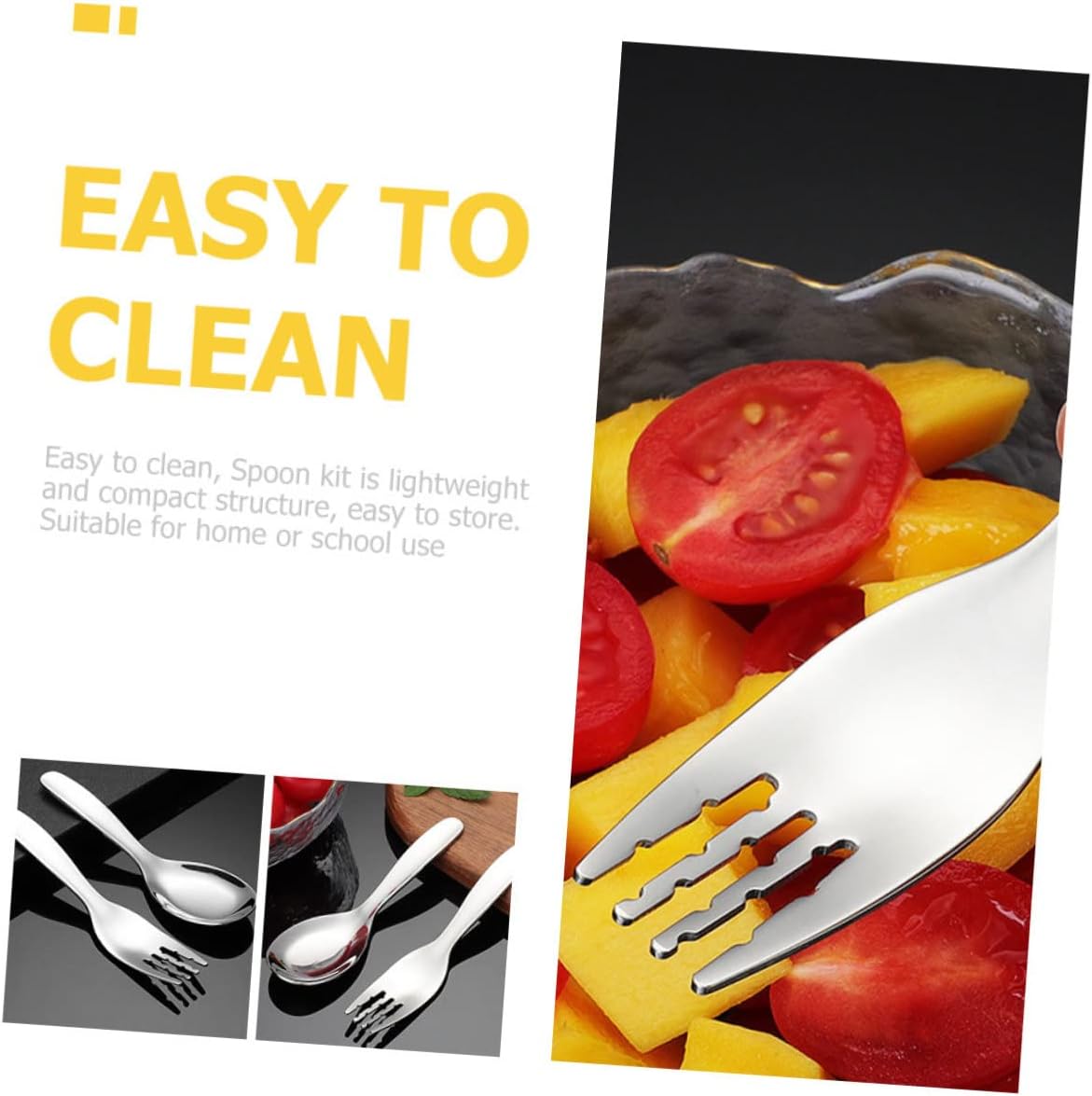 ULDIGI 2PCS Stainless Steel Feeding Utensils Set Fork and Spoon