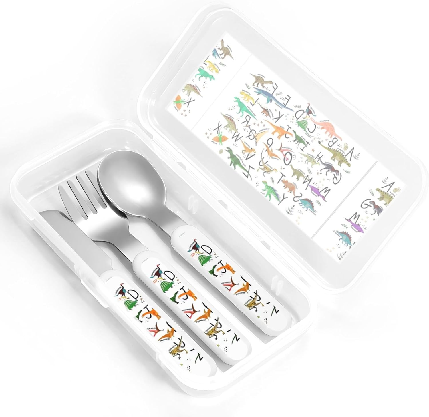 Stylish Learning Alphabets with Dinosaurs Print Flatware Set