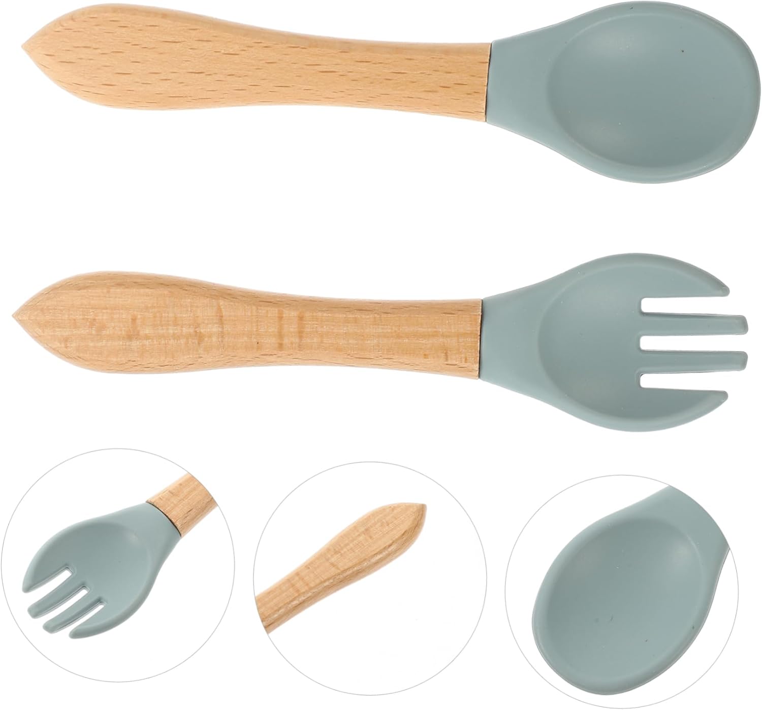SHOWERORO Fork and Spoon Set for Safe Baby Feeding