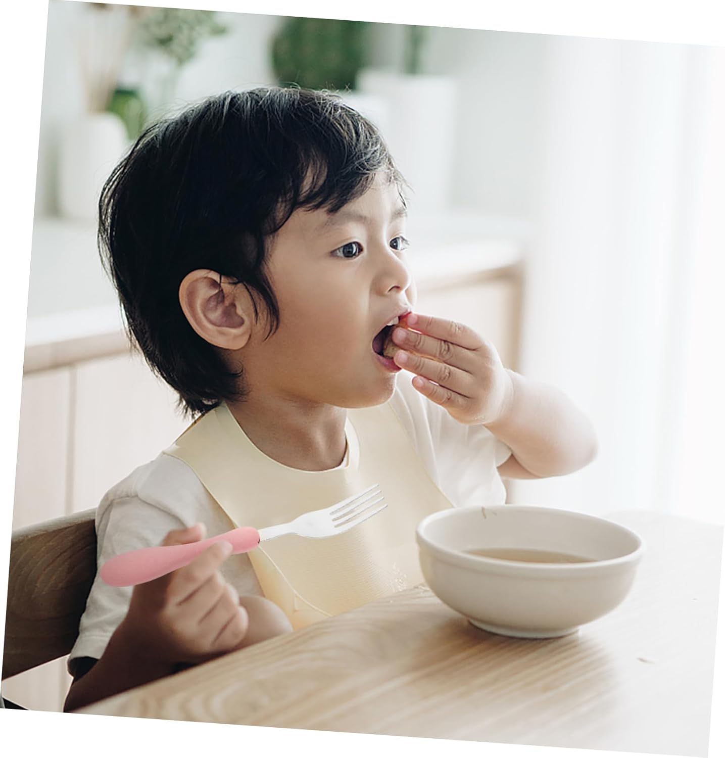 4pcs Cartoon Fork Spoon Set with Silicone Handles for Baby