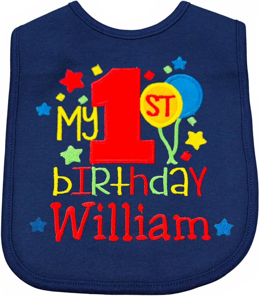 Fantasy Kids Designs First Birthday Boy Bib with Name