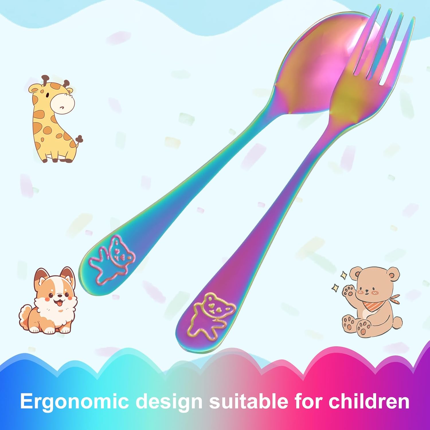 10 Pcs Toddler Stainless Steel Cutlery Set