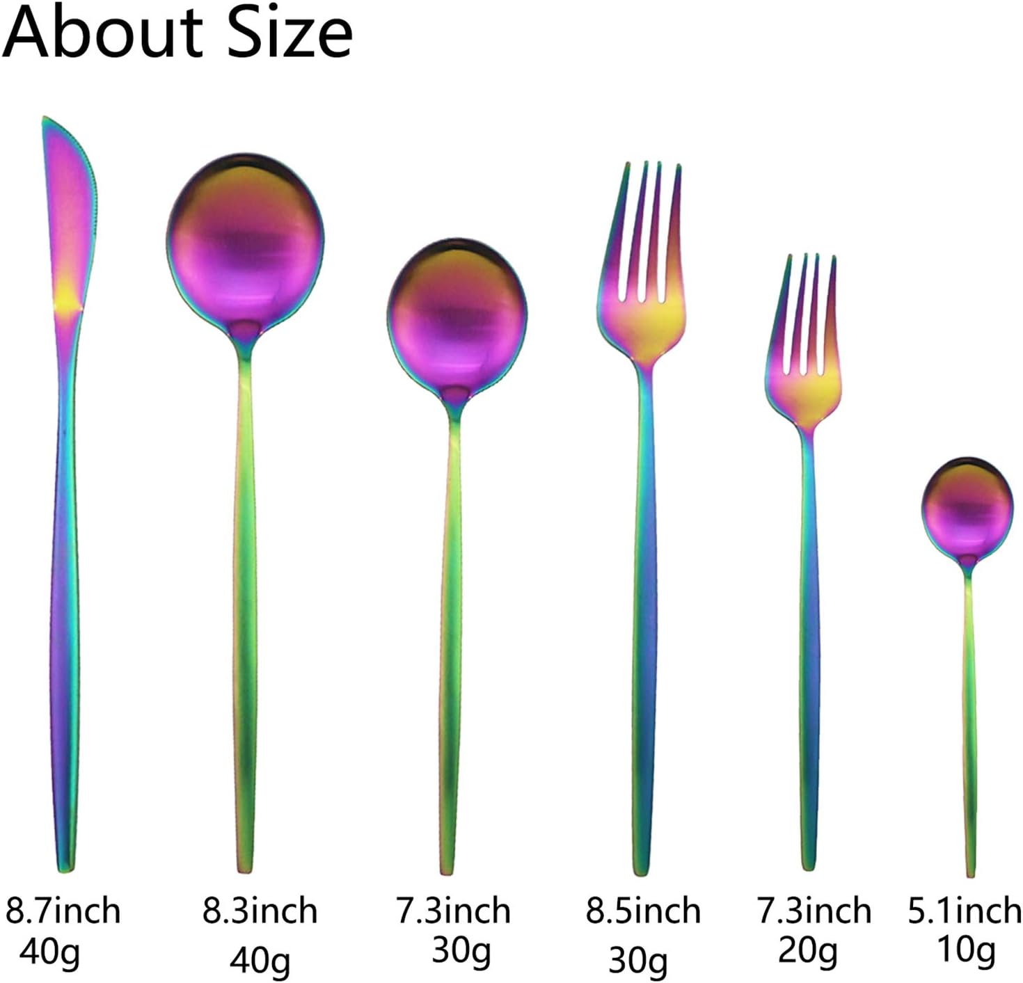 JASHII 36 Piece Matte Rainbow Flatware Set 1