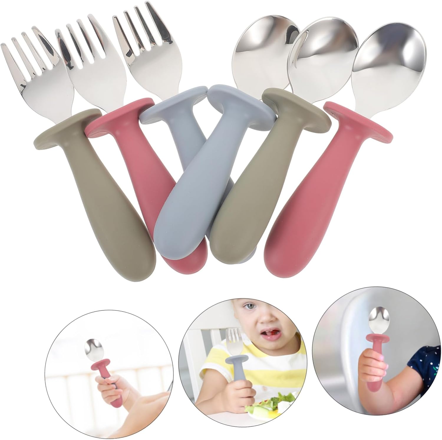 UTHCLO 6Pcs Stainless Steel Flatware Set for Baby and Mealtime Use