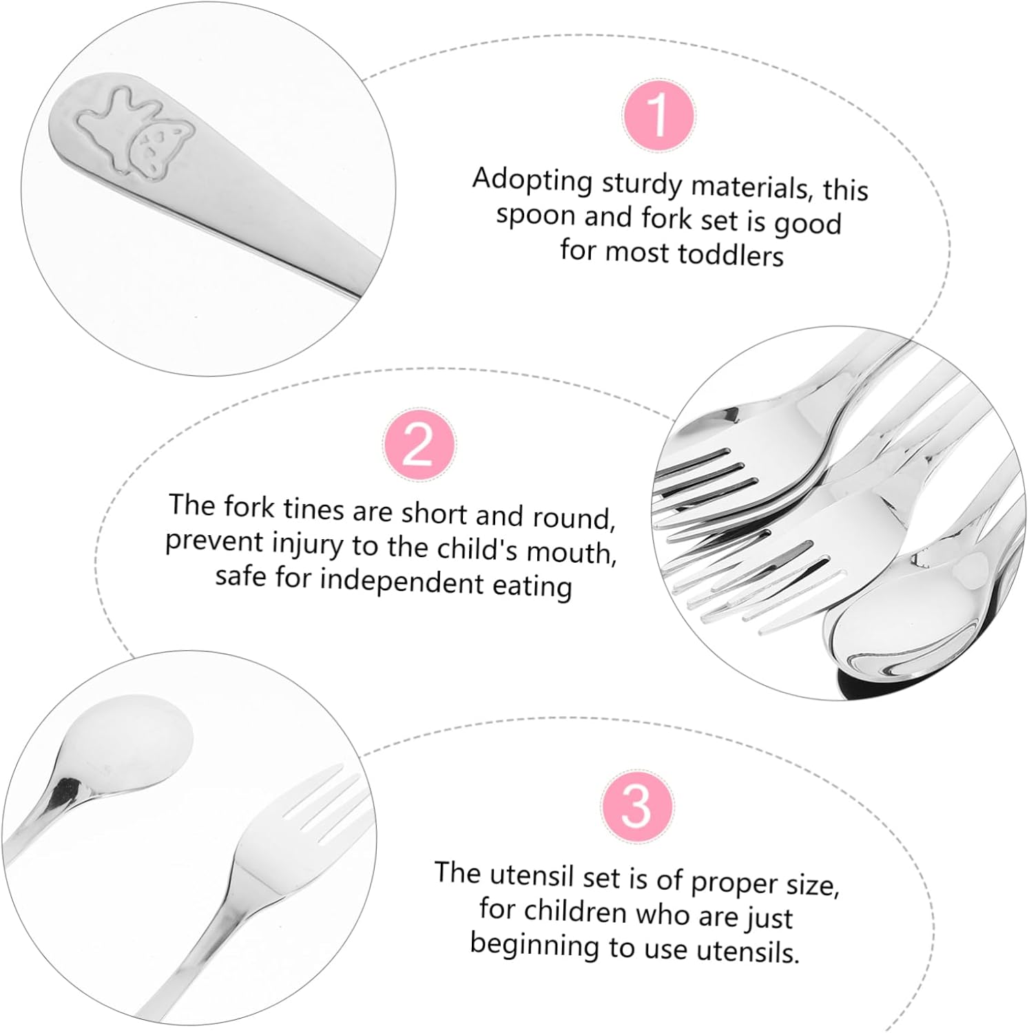 PLAFOPE Baby Utensil Set with Bear Design Handles