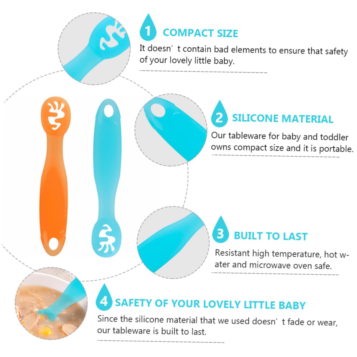 Totority 2PCS Safe Learning Spoons Set 1