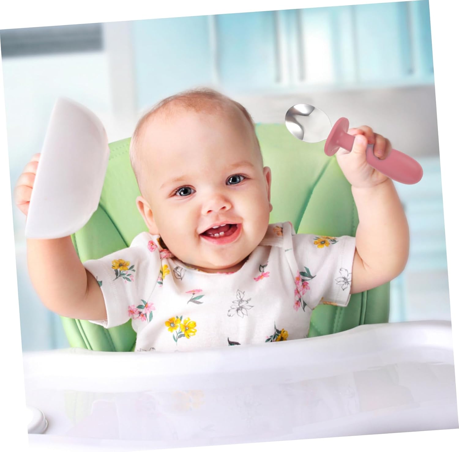 GRIRIW 6Pcs Handle Spoon and Fork Set for Babies