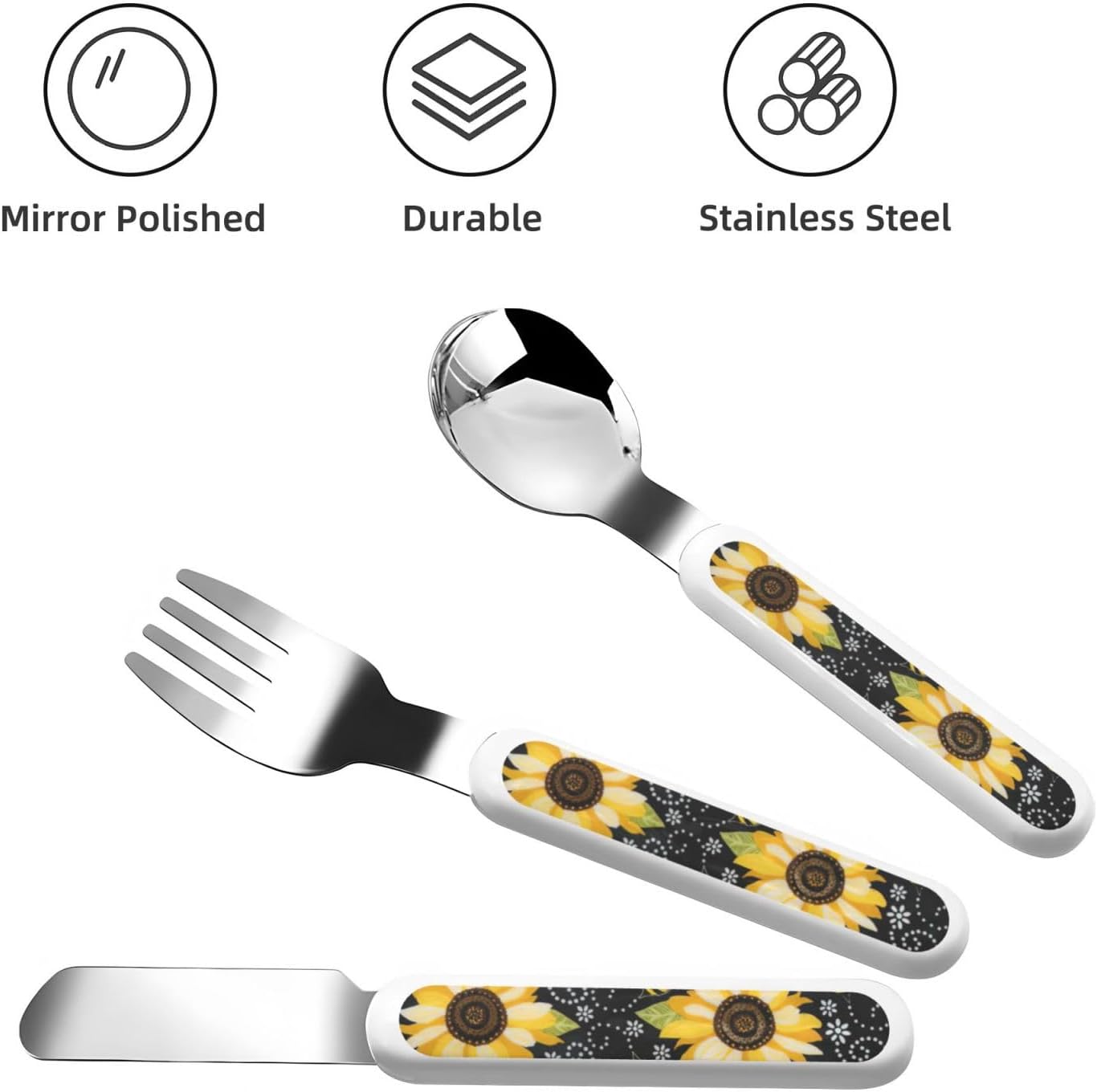 Sunflower Bee Print Flatware Set with Travel Case 1