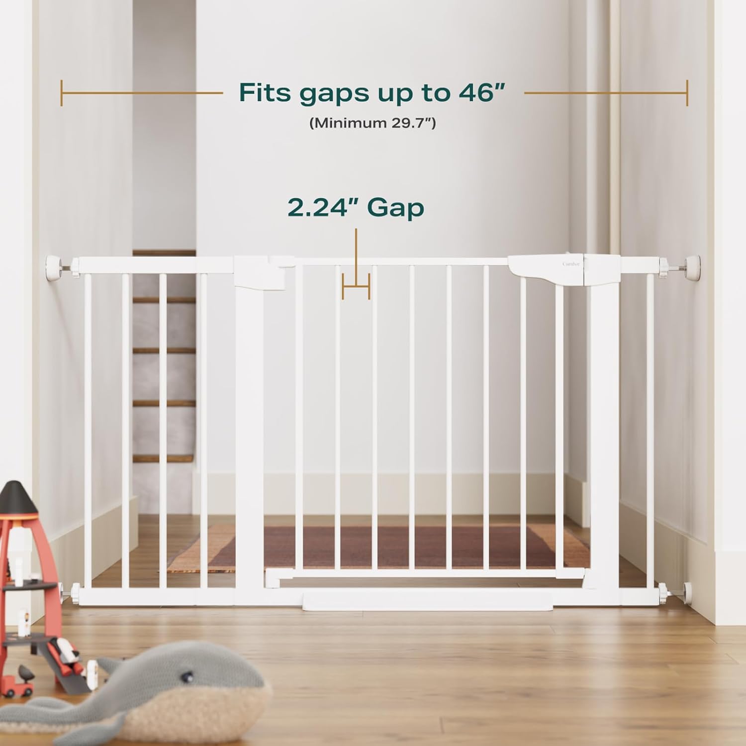 Cumbor White Baby Gate for Stairs and Doorways