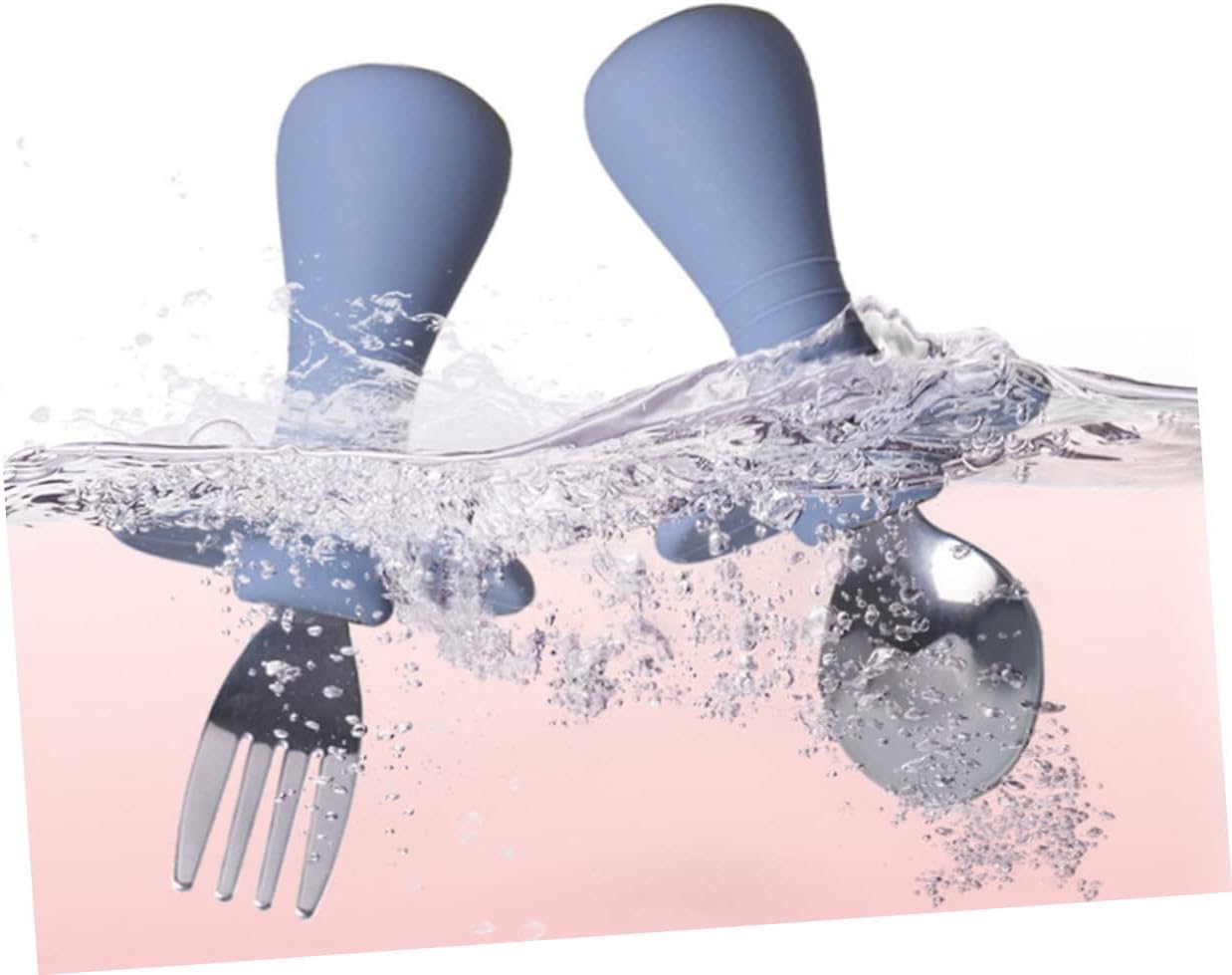 LALADEFIEE 2-Piece Cutlery Set with Silicone Handles and Dark Flatware