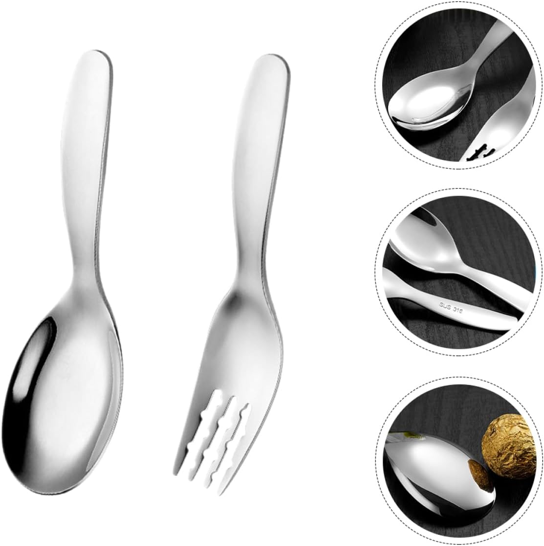 316 Stainless Steel Fork and Spoon Set for Learning to Eat