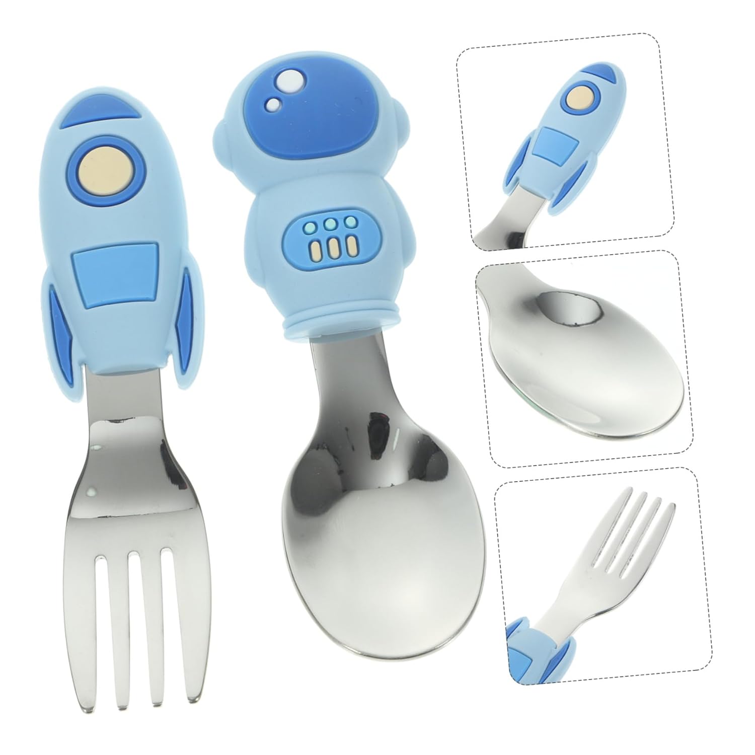 MERRYHAPY 2pcs Silicone Handle Training Utensils Set 1