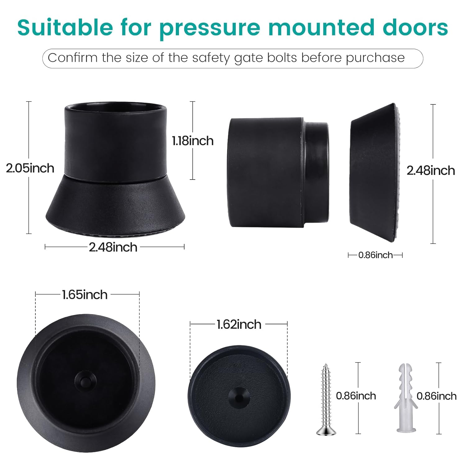 4 Pack Baby Gate Wall Protector Extension Kit Black