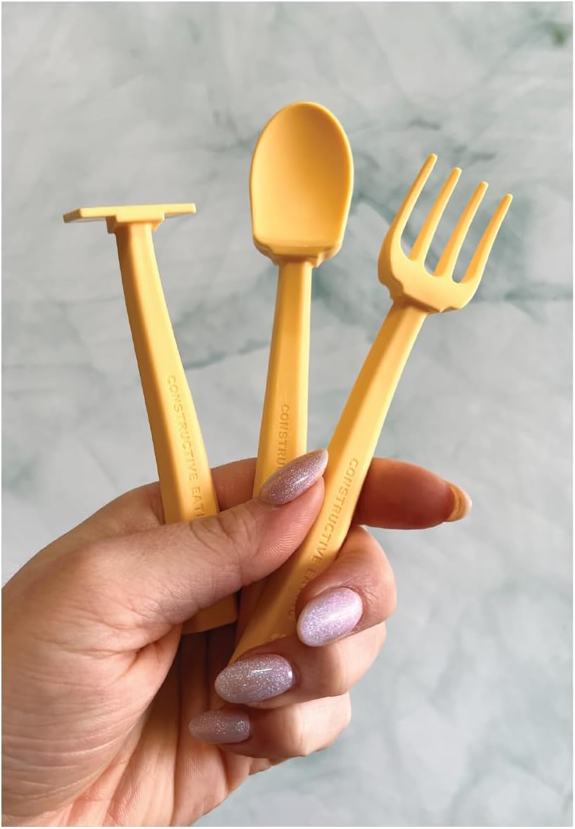 Constructive Eating 3-Piece Training Utensil Set - Sunshine Yellow