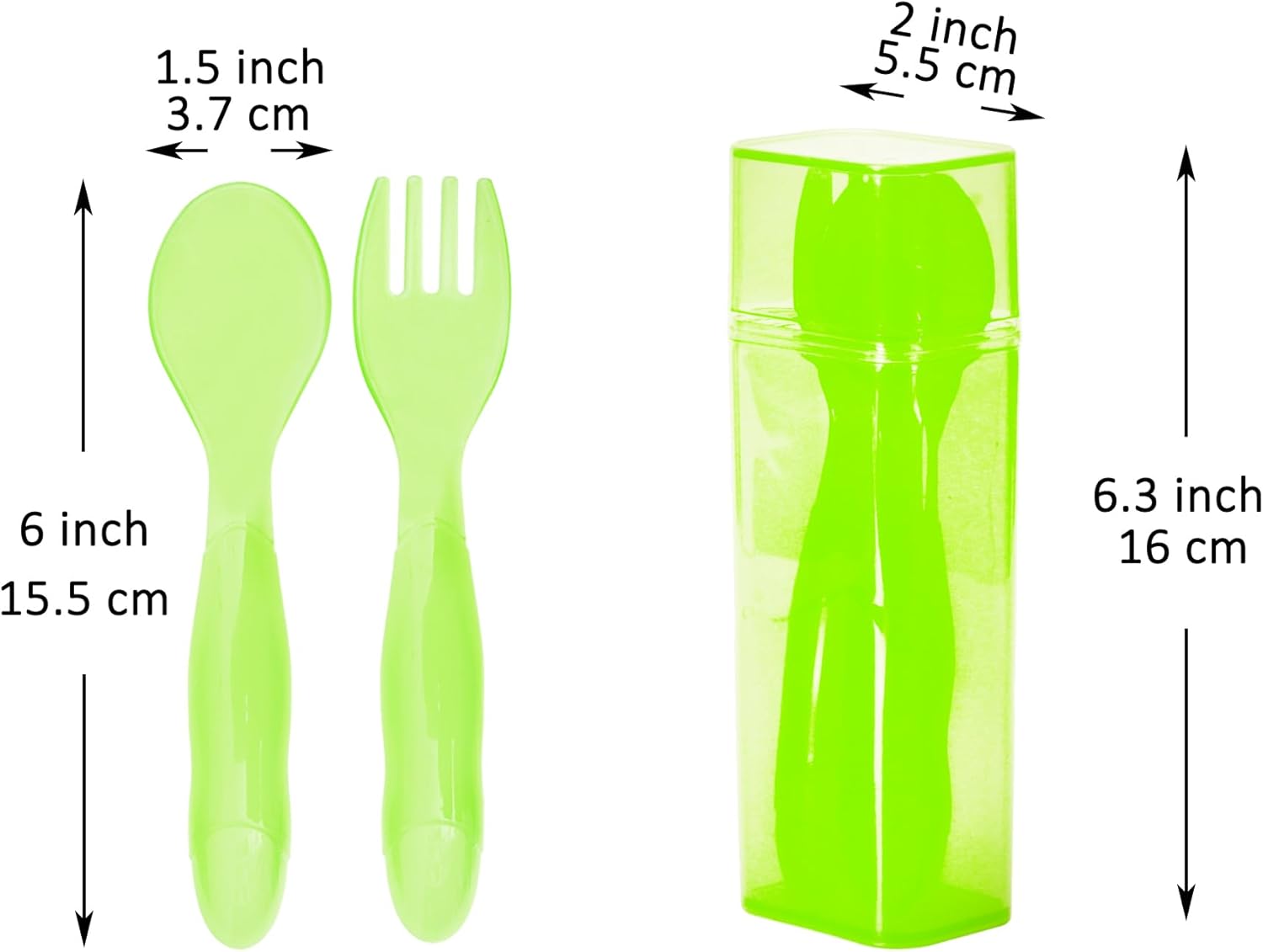 Youngever 6-Pack Rainbow Plastic Toddler Utensils with Case