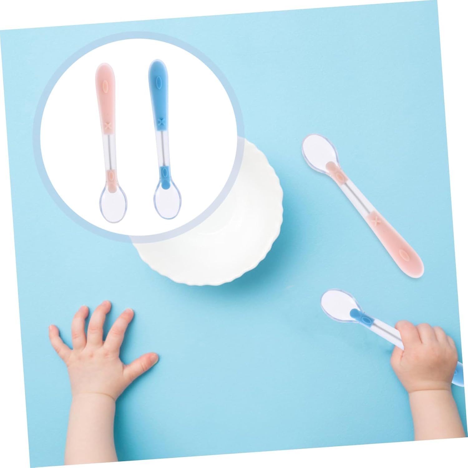 RORPOIR 2PCS Soft Spoons for Self Feeding and Durable Cutlery Set