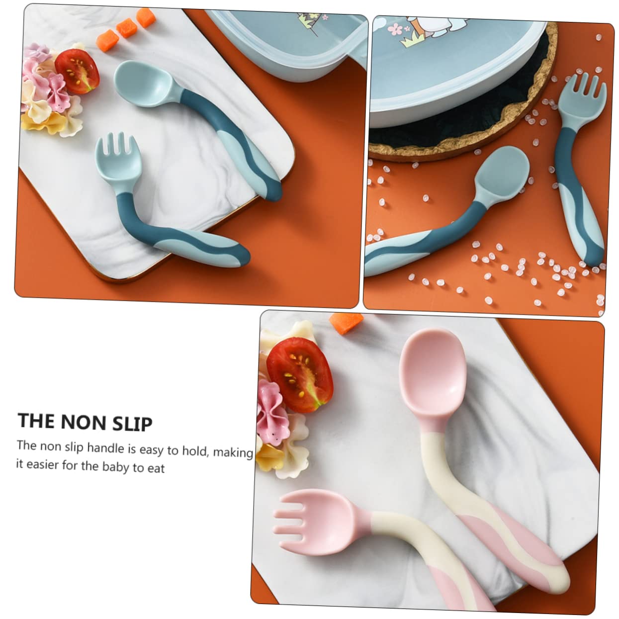 HAPINARY 2 Sets Flexible Spoon and Fork for Baby Feeding 1