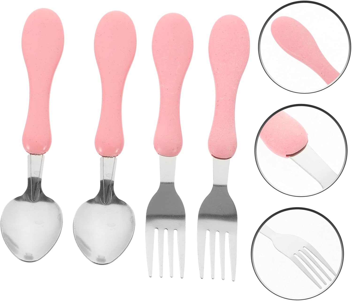 VOSAREA 4pc Baby Silicone Handle Flatware Set