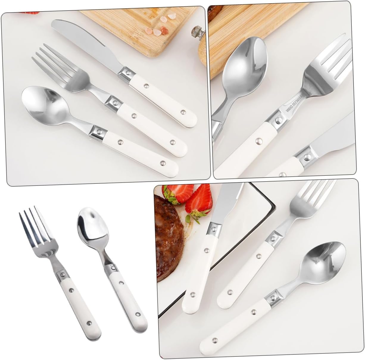 SHOWERORO 2Pcs Stainless Steel Fork and Spoon Set