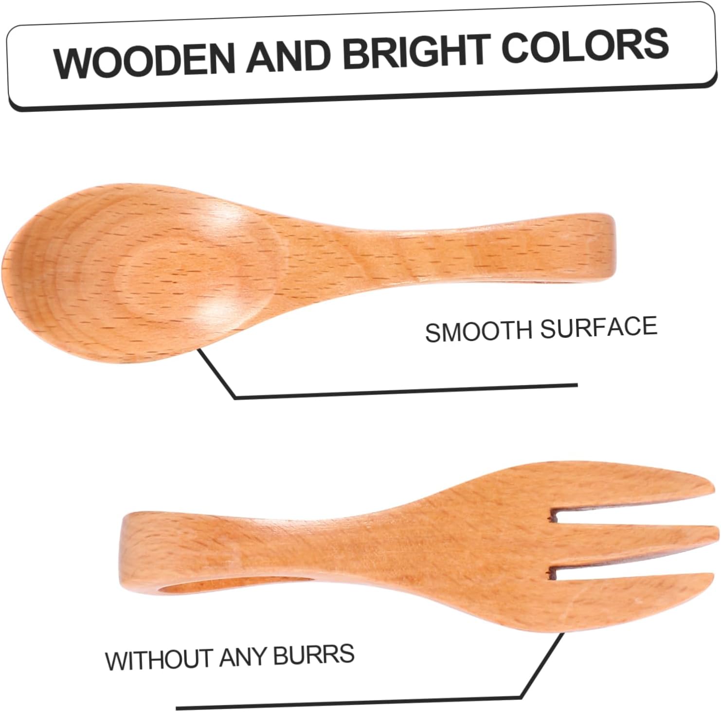 OKUMEYR Wooden Kids Cutlery Set with Spoon and Fork