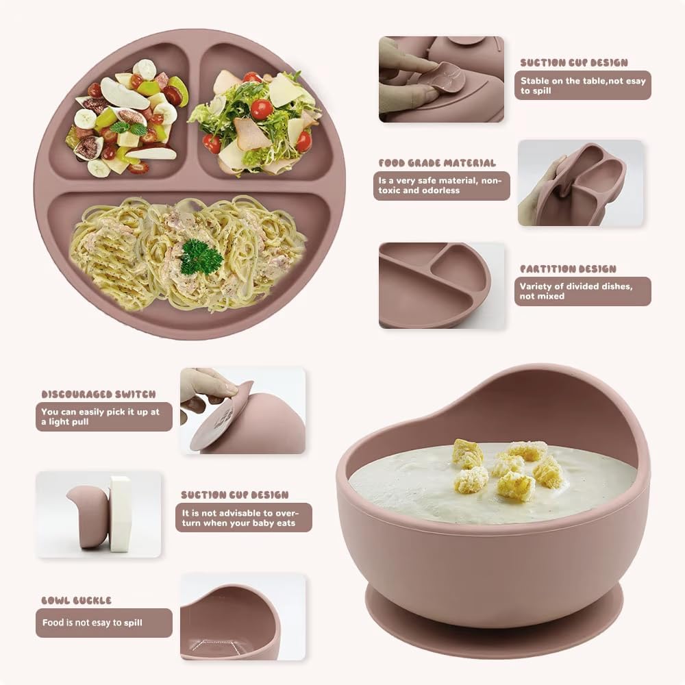 MTOMUYA Silicone Baby Feeding Set 9PCS 1