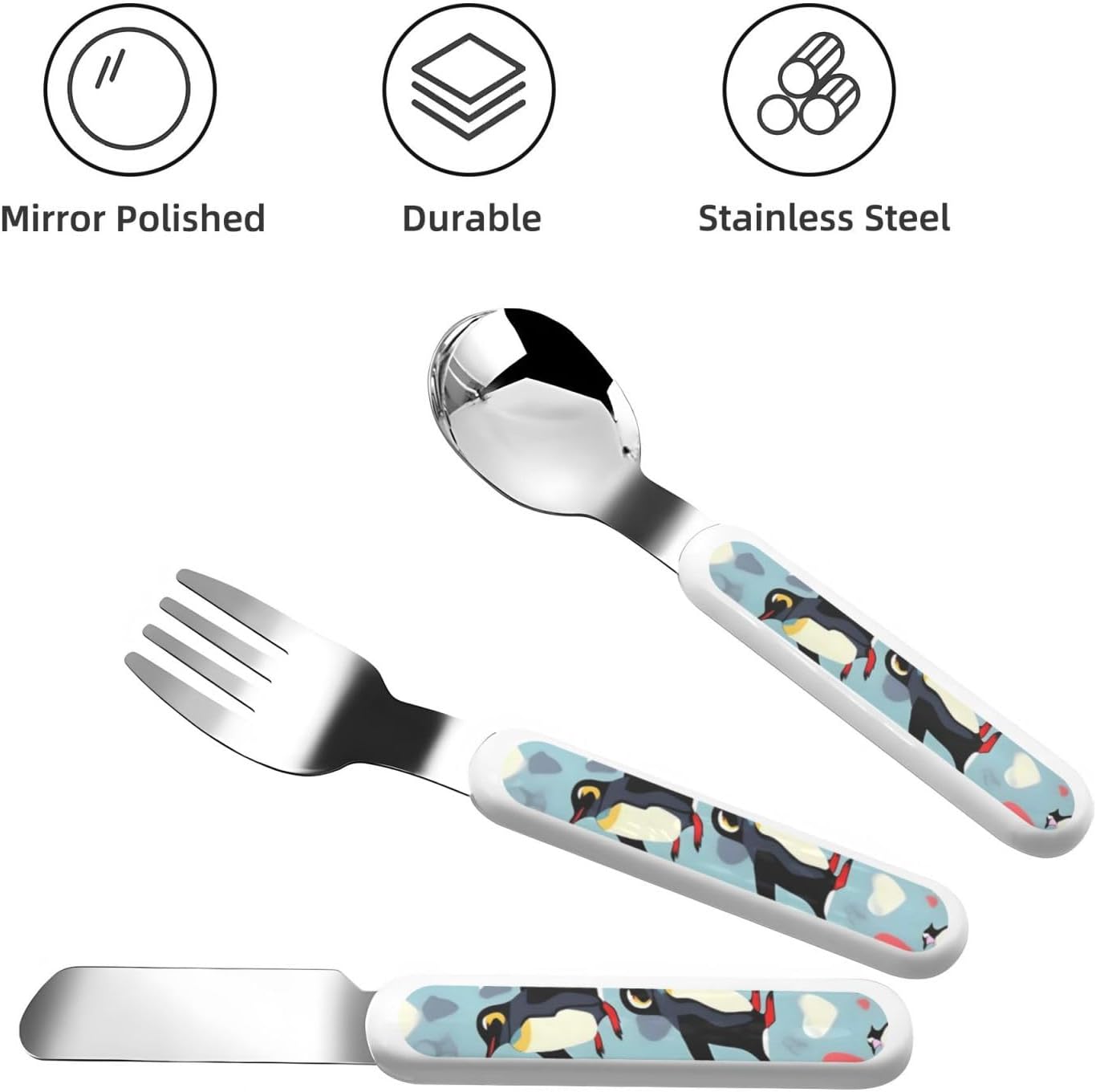 I Love Penguins Print Utensils Set with Travel Case 1