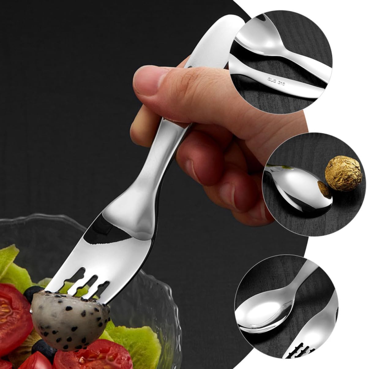 316 Stainless Steel Fork and Spoon Set for Learning to Eat