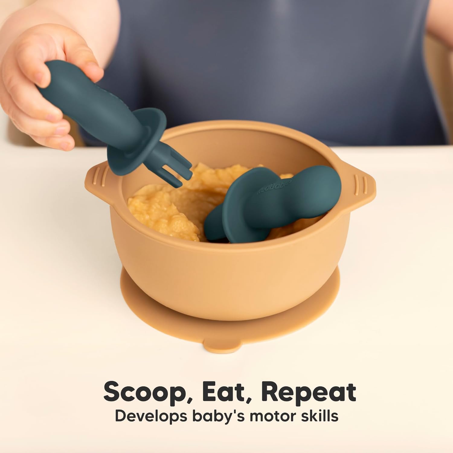 Keababies 4-Pack Silicone Baby Spoon and Fork Set